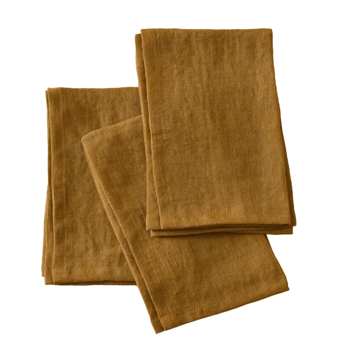 Set di 3 tovaglioli lino lavato (40 x 40 cm) Louise Caramello