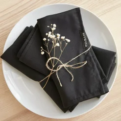 Set di 3 tovaglioli poliestere (40 x 40 cm) Elise Nero