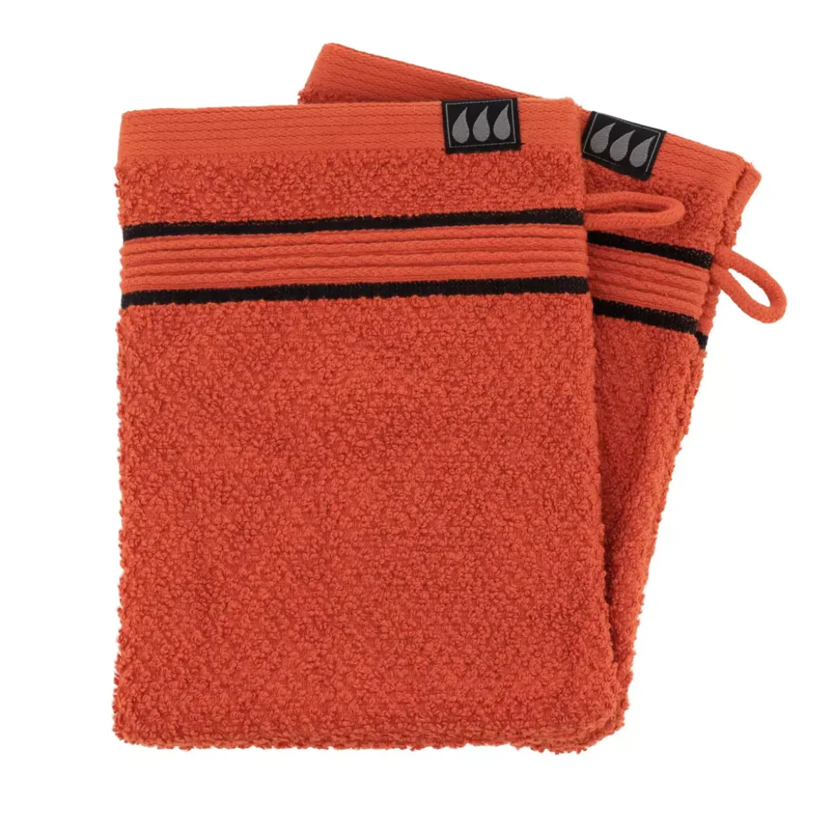 Set di due guanti in spugna di cotone Black Line Terracotta / nero