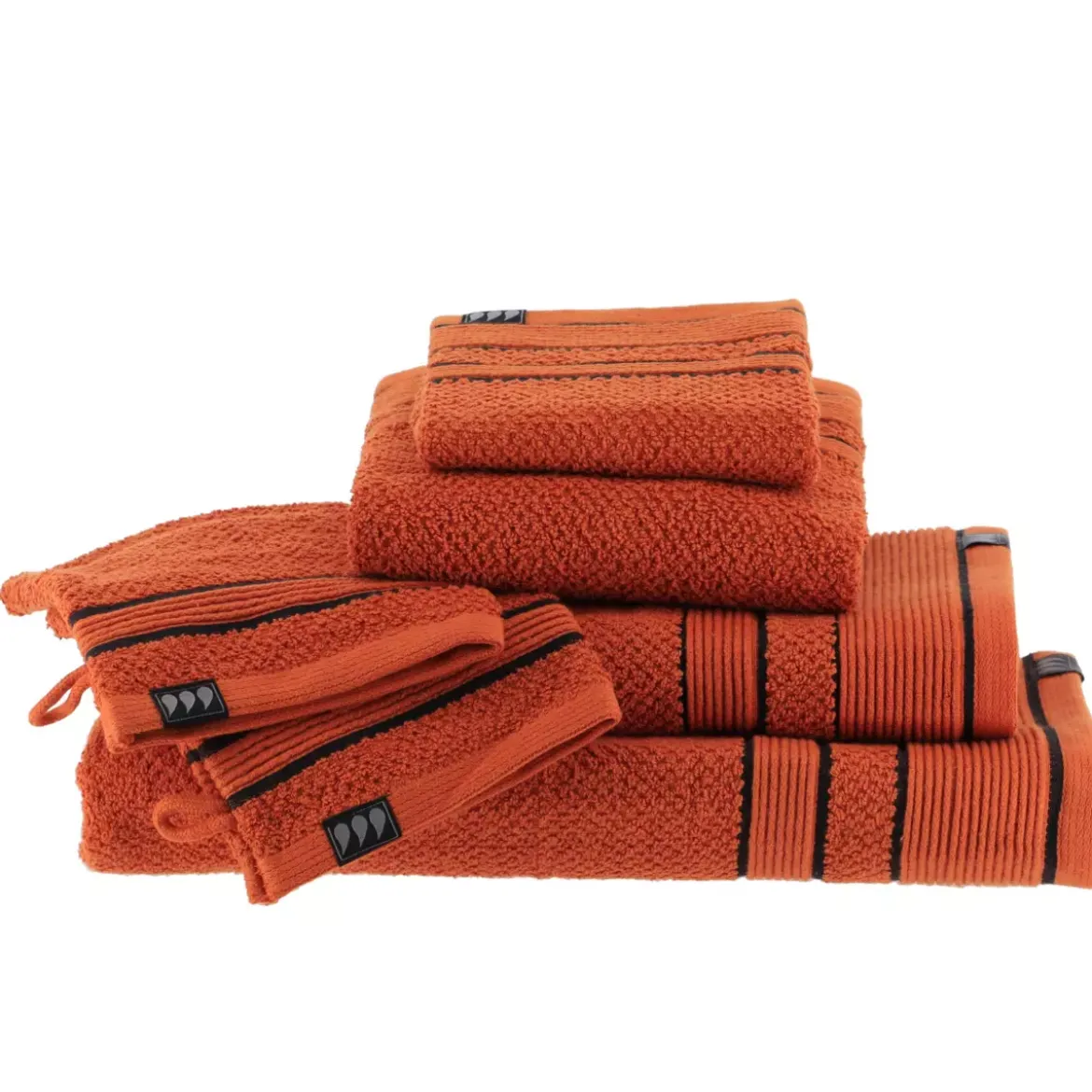 Set di due guanti in spugna di cotone Black Line Terracotta / nero