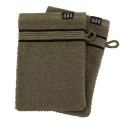 Set di due guanti in spugna di cotone Black Line Verde cachi / nero