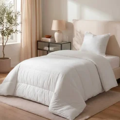 Set Piumone caldo antiacari (140 x 200 cm) + 1 Cuscino (60 x 60 cm) Comète Bianco