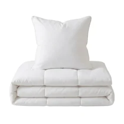 Set Piumone caldo antiacari (140 x 200 cm) + 1 Cuscino (60 x 60 cm) Comète Bianco