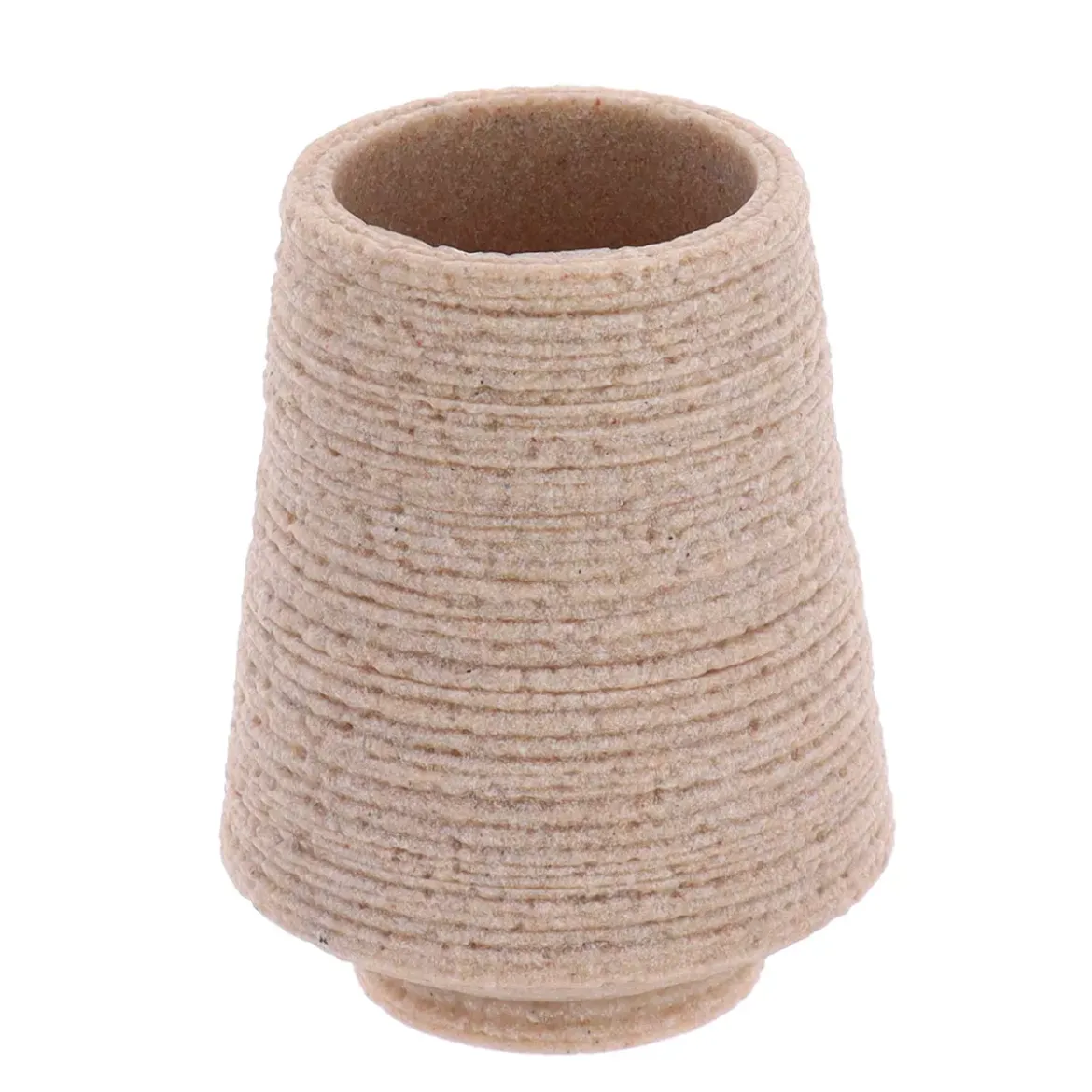 Set bicchiere distributore e porta sapone in poliresina effetto sabbia Lina Beige