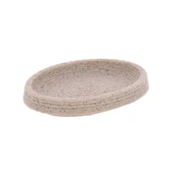 Set bicchiere distributore e porta sapone in poliresina effetto sabbia Lina Beige