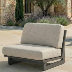 Set da giardino in alluminio 8 posti 6 pezzi Long Beach Grigio antracite e tortora