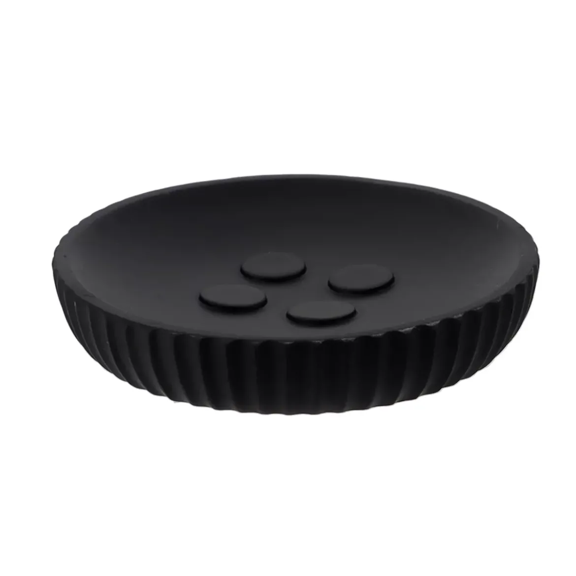 Set di accessori bagno in resina Strié Nero