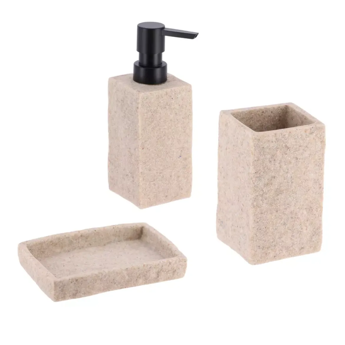 Set di accessori per il bagno effetto pietra Naturale