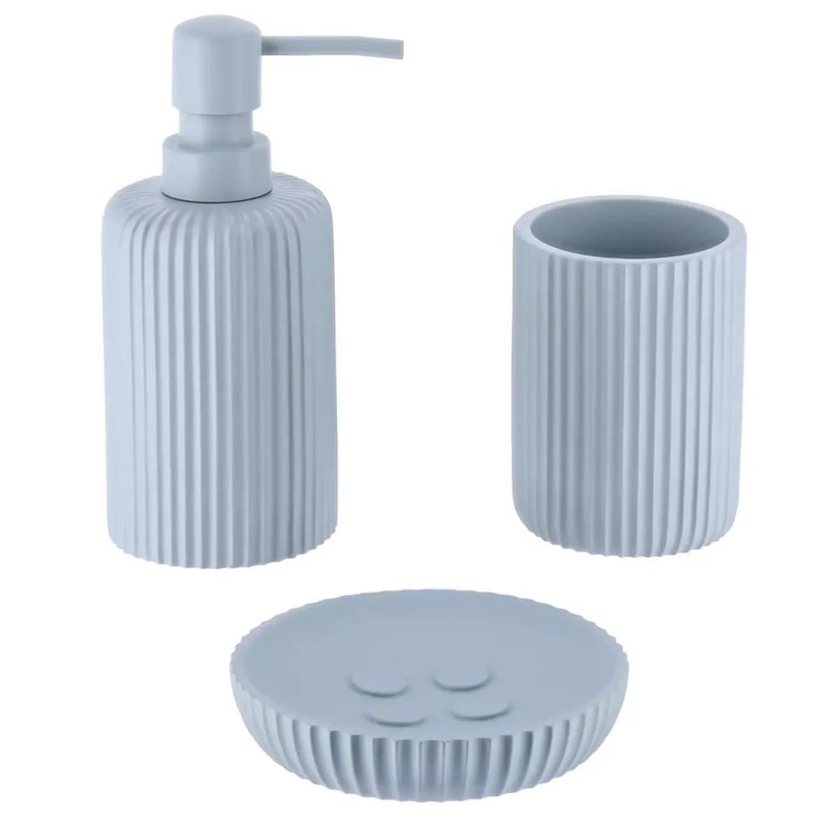 Set di accessori per il bagno in resina Striato Azzurro