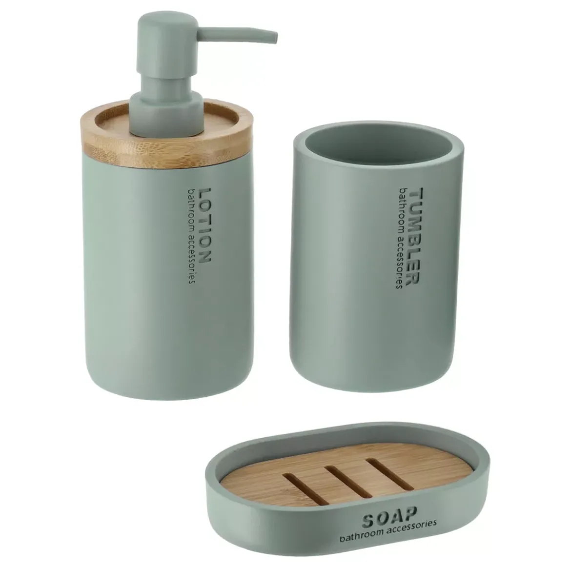 Set di accessori per il bagno Purebamboo Verde eucalipto