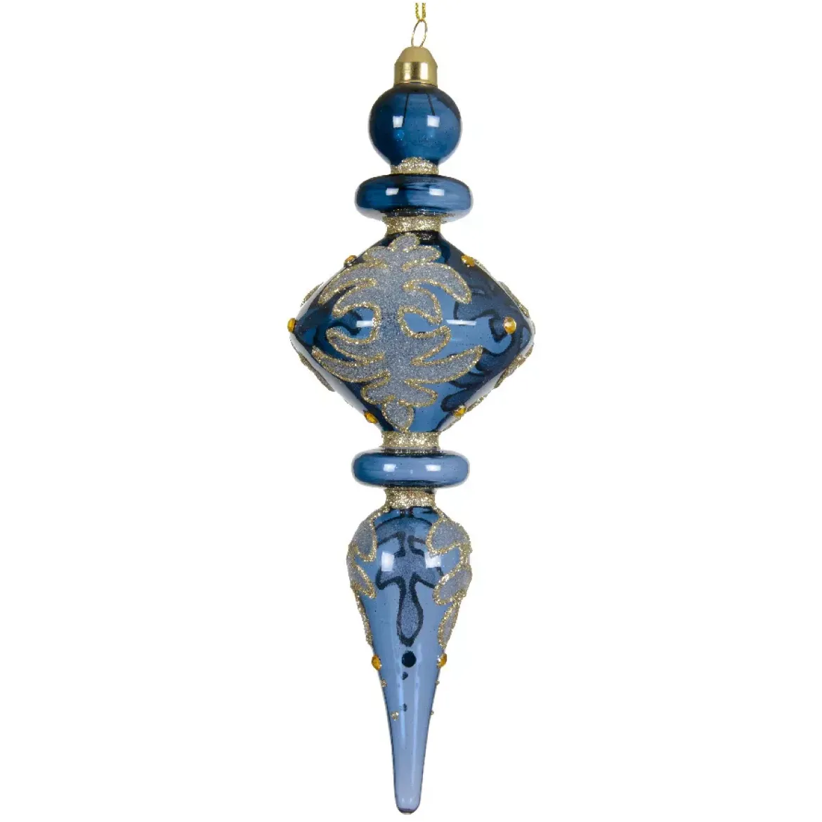 Set di 2 addobbi natalizi da appendere in vetro (H24 cm) Riflesso di Mezzanotte Blu