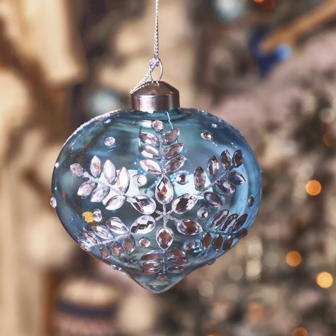 Set di 2 addobbi natalizi in vetro (D100 mm) Scintillio di Natale Azzurro