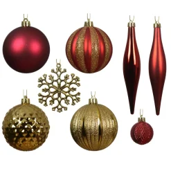 Set di addobbi per albero di Natale Christmas Bordeaux e oro chiaro