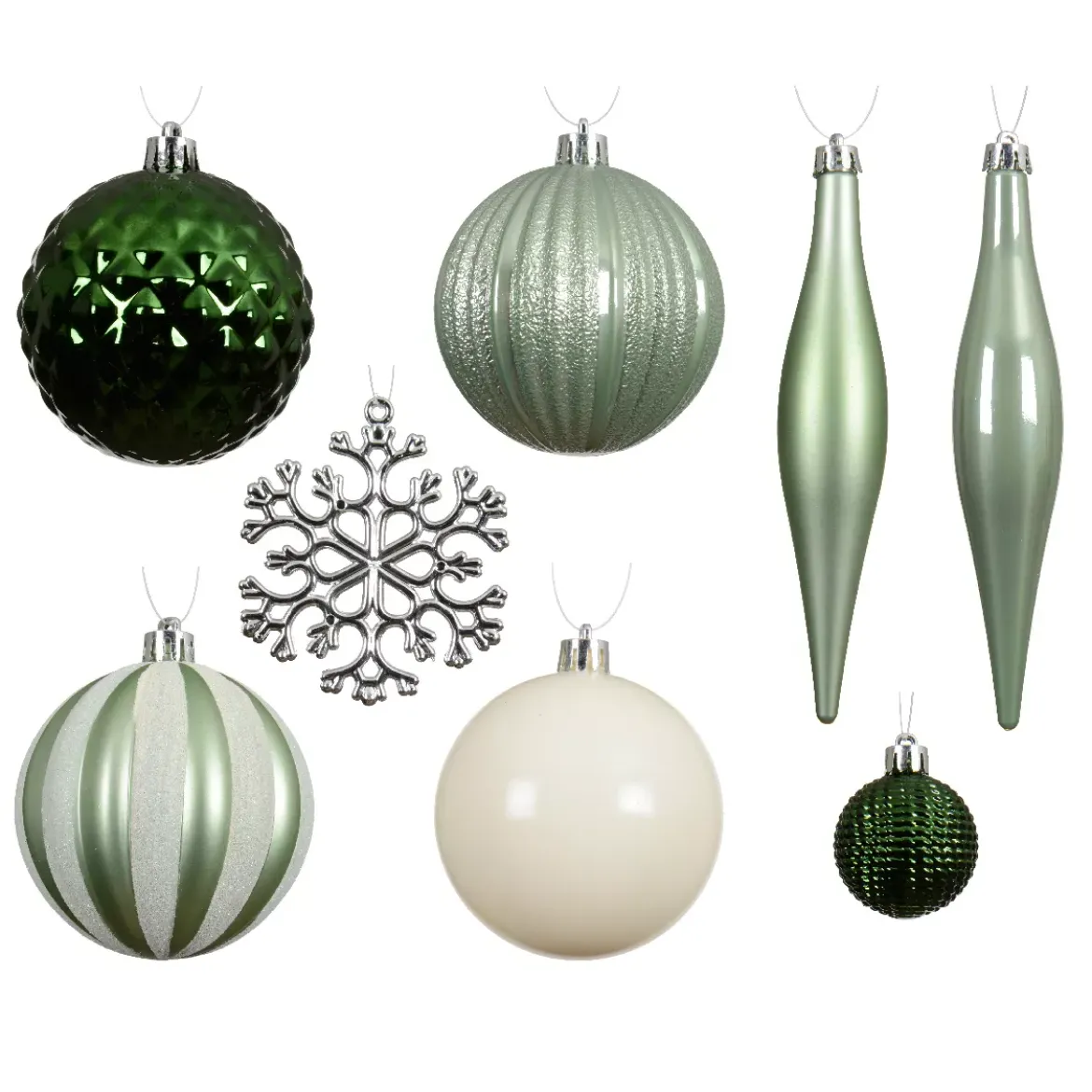 Set di addobbi per albero di Natale Christmas Verde matcha e bianco lana