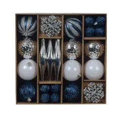 Set di addobbi per l'albero di Natale Christmas Blu argento e bianco
