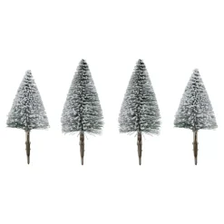 Set di 4 alberi di Natale con clip (Alt 16 e 13 cm) Foresta incantata Verde innevato