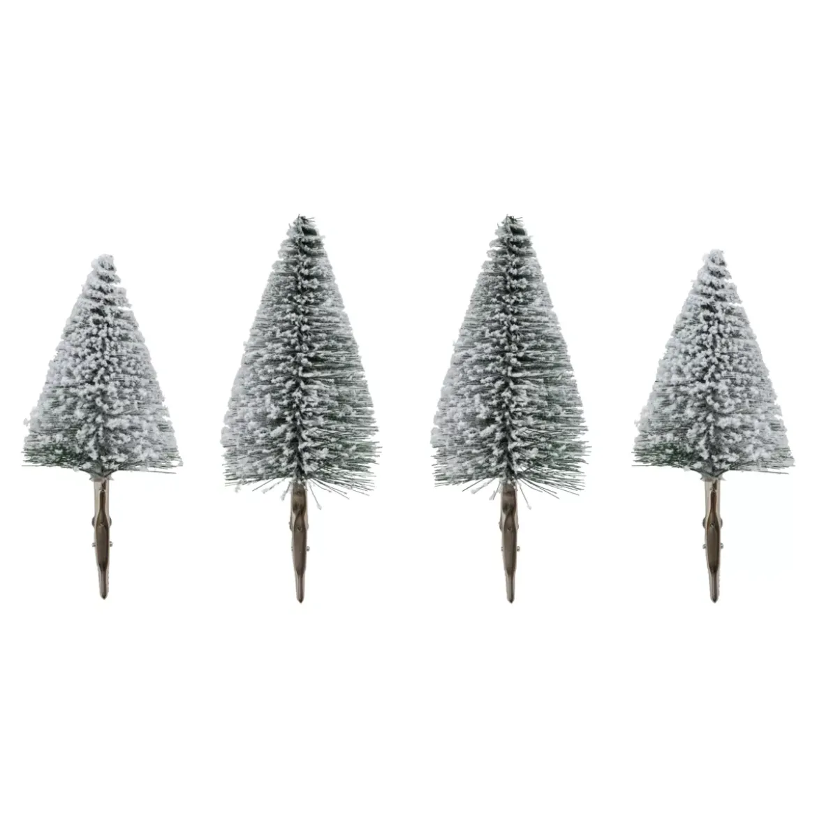 Set di 4 alberi di Natale con clip (Alt 16 e 13 cm) Foresta incantata Verde innevato