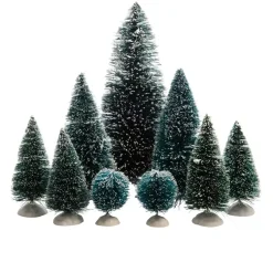 Set di 9 alberi Verde innevato per la creazione di un villaggio