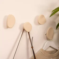 Set di 4 appendiabiti da parete in legno (H10 cm) Karen Avorio