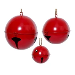 Set di 3 Campane di metallo da appendere (D24-20-14 cm) Grigio Rosso