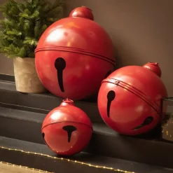 Set di 3 Campane Giganti in metallo da appendere (D52-42-31 cm) Grigioni Rosso