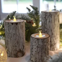 Set di 3 candele LED Foresta Bianco caldo