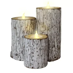 Set di 3 candele LED Foresta Bianco caldo