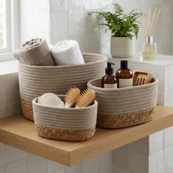 Set di 3 cesti portoggetti (13 cm) Timeless Tortora