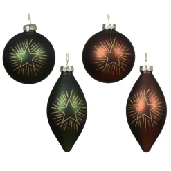 Set di 12 decorazioni da appendere in vetro (D80 mm) Gocce e Sfere Verde ed Espresso