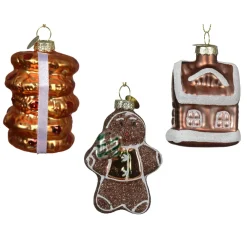 Set di 3 decorazioni da appendere in vetro (H11 cm) Delizie di Natale