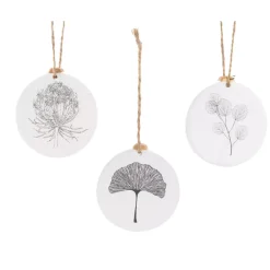 Set di 3 decorazioni da appendere (8 cm) Foglie Bianco