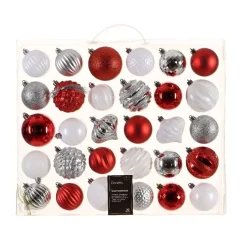 Set di decorazioni di Natale Rosso, bianco, argento