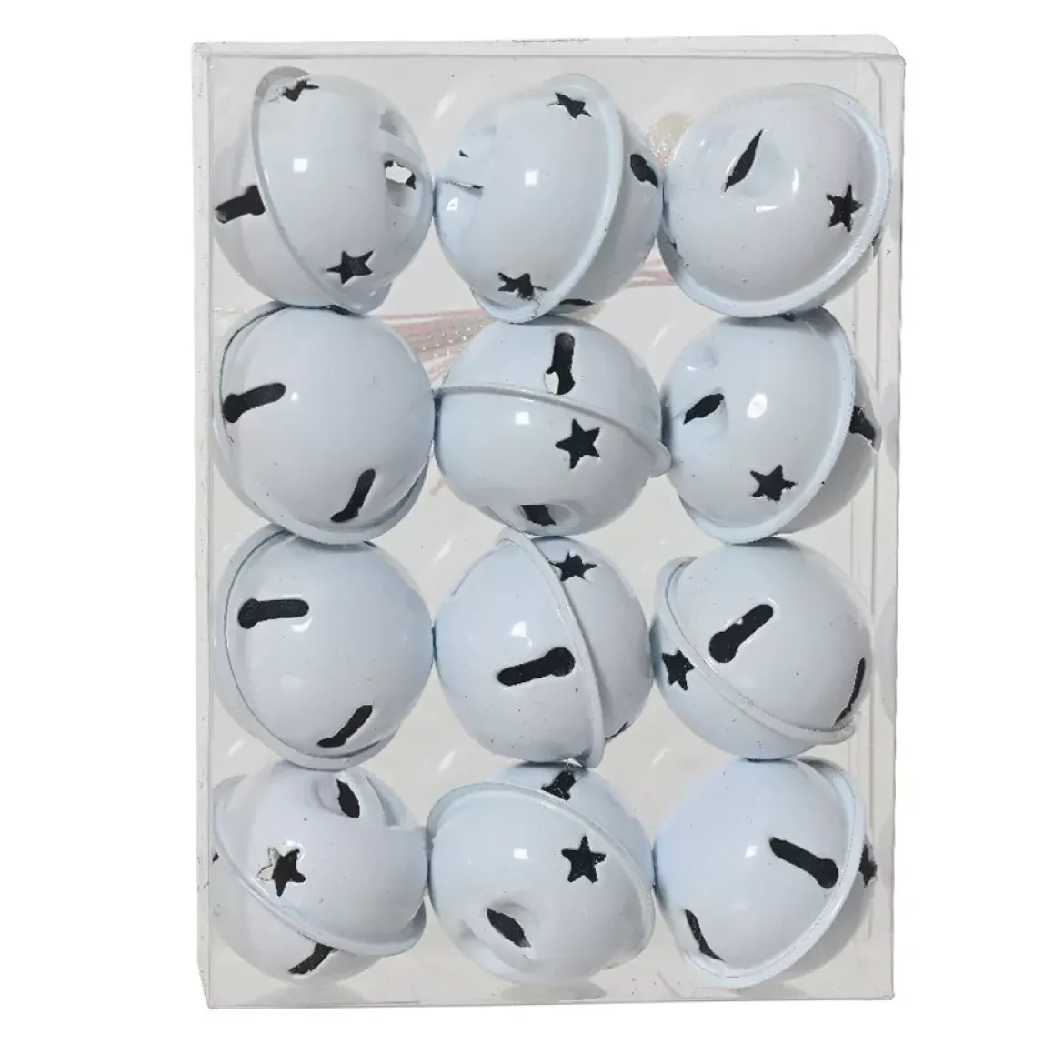 Set di 12 decorazioni natalizie sospese in metallo (D3 cm) Campanelli d'inverno Bianco