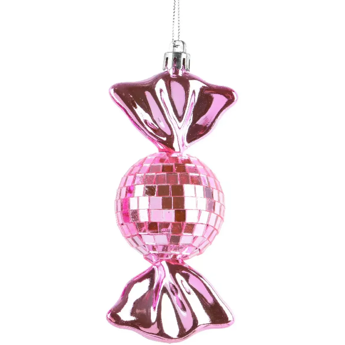 Set di 3 decorazioni natalizie da appendere (H12 cm) Caramelle disco Rosa