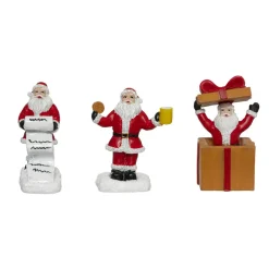 Set di 3 figurine per villaggio (H7 cm) Babbo Natale Pazzo