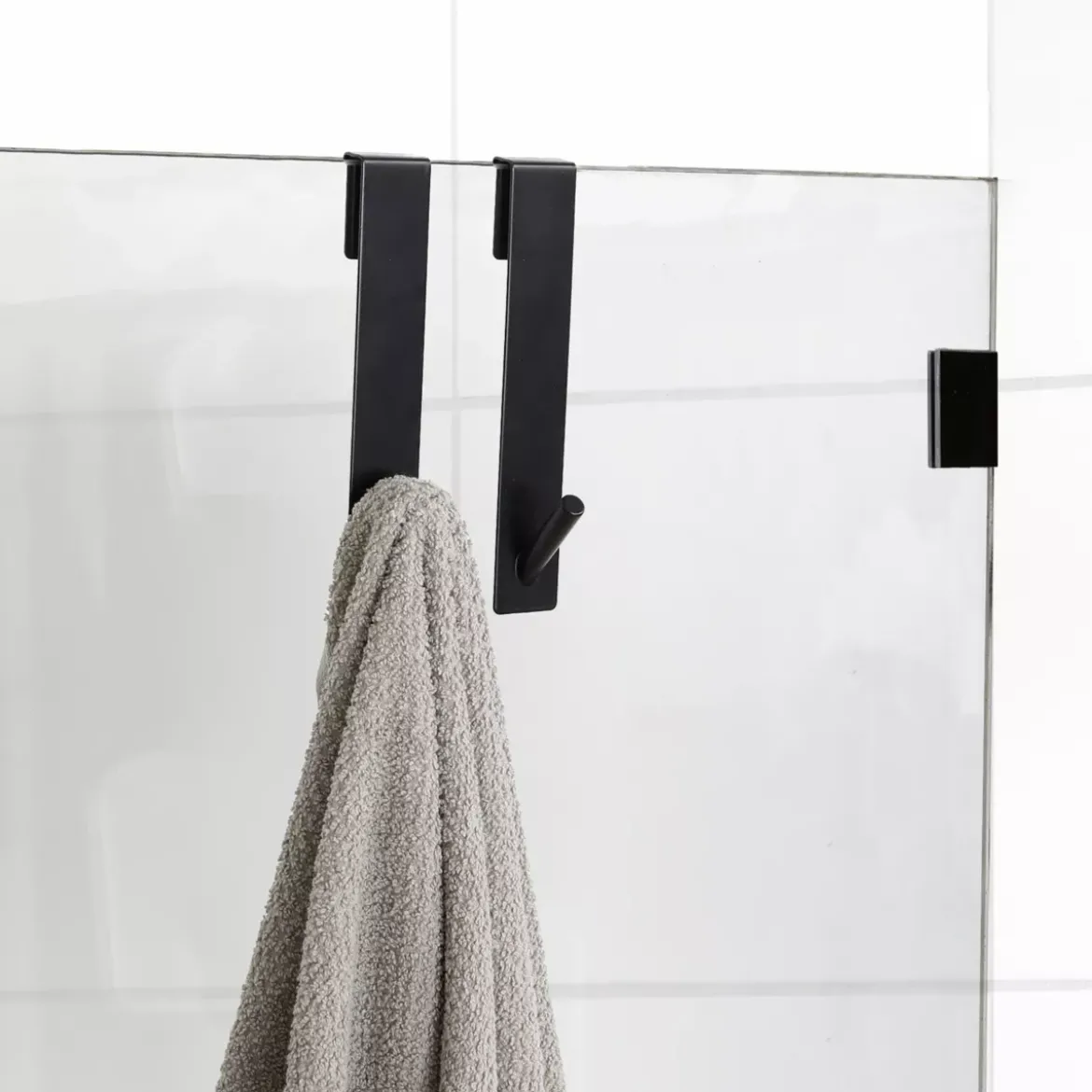 Set di 2 ganci speciale parete doccia (H 18cm) Nero