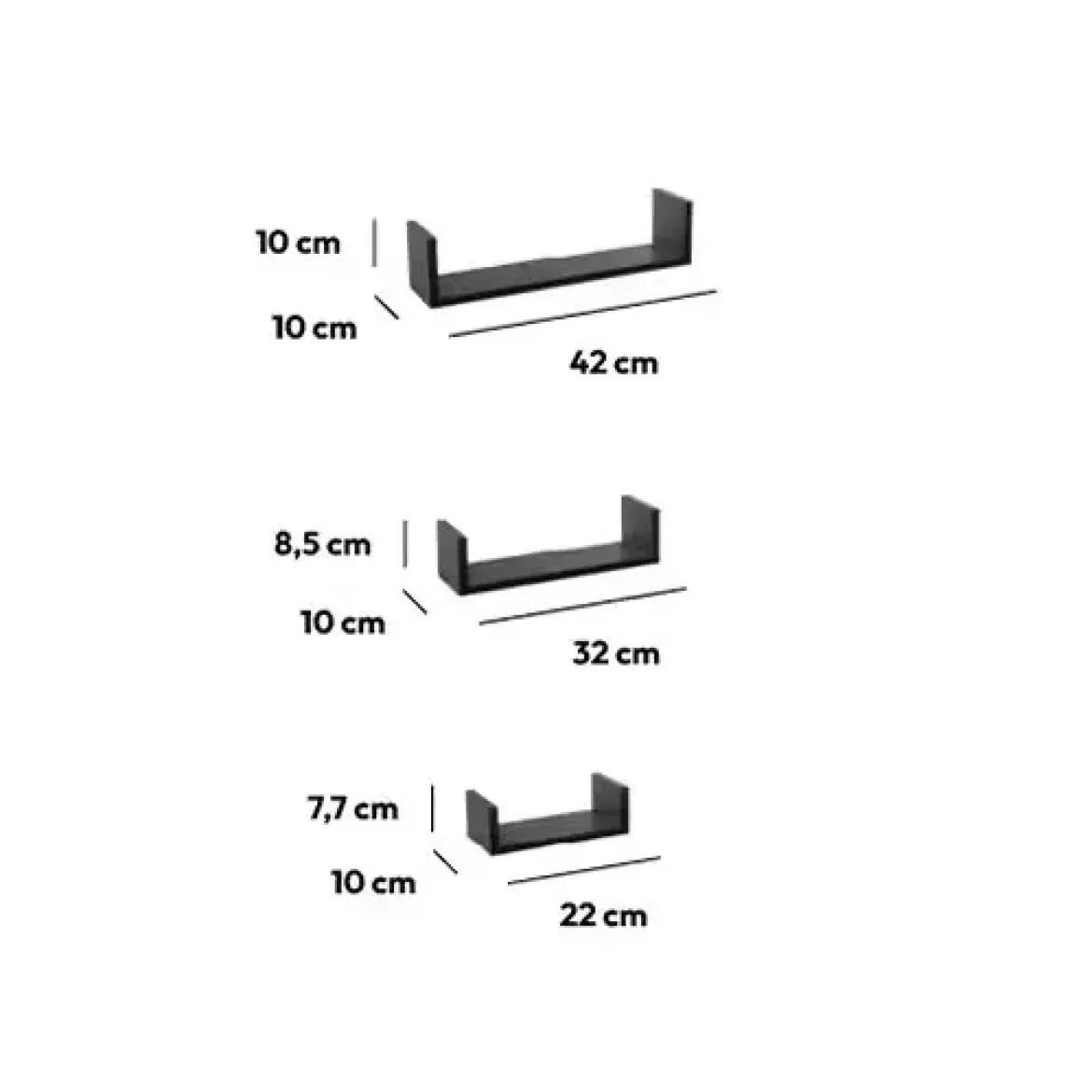 Set di 3 mensole Bord Nero