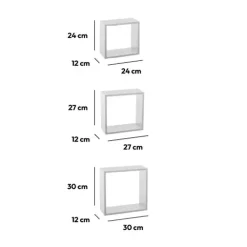 Set di 3 mensole Cube Bianco Modello grande