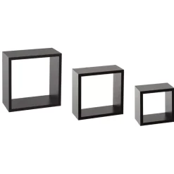 Set di 3 mensole Cube Nero Modello piccolo