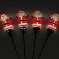 Set di 4 paletti da giardino solari (H40 cm) Babbo Natale luminoso Bianco caldo