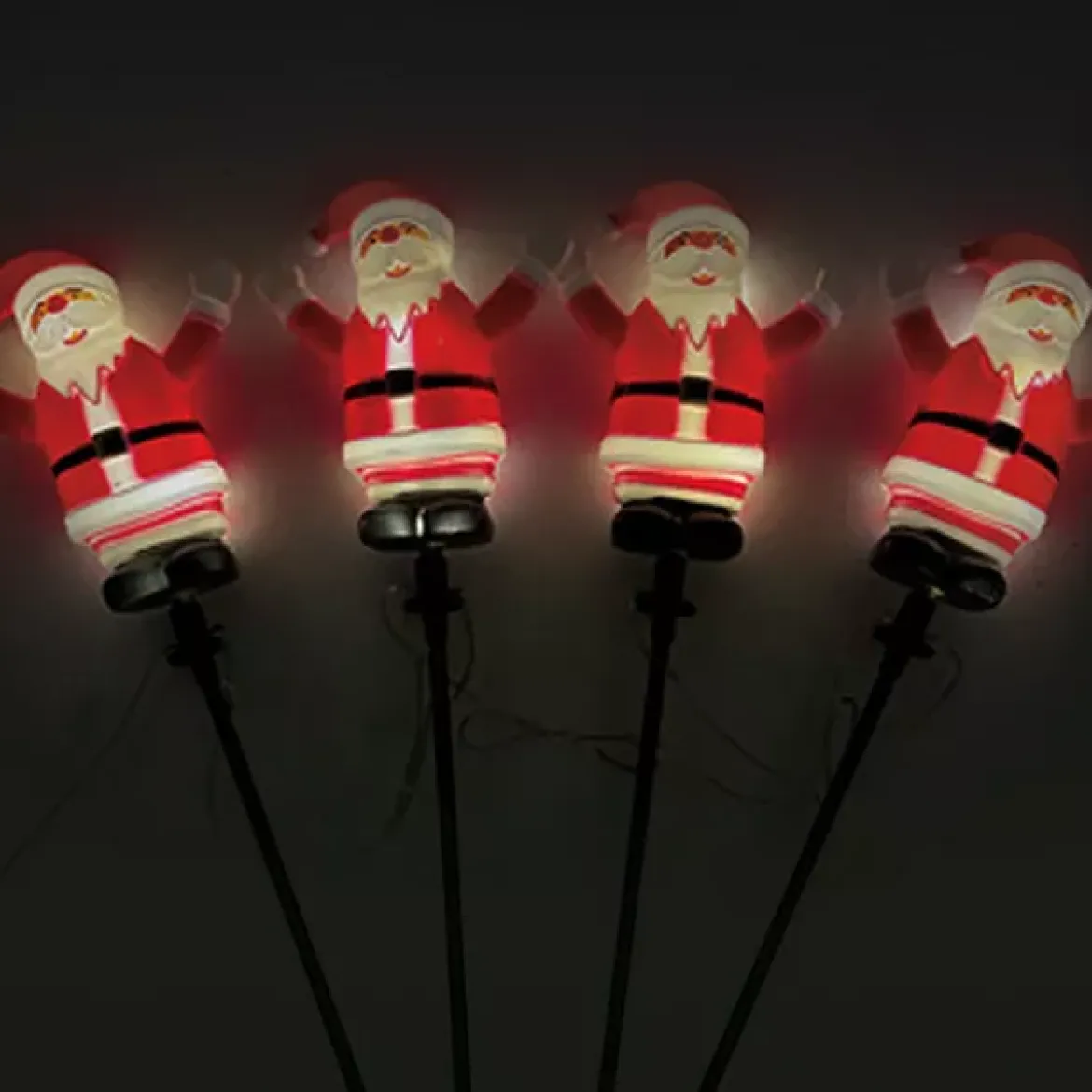 Set di 4 paletti da giardino solari (H40 cm) Babbo Natale luminoso Bianco caldo