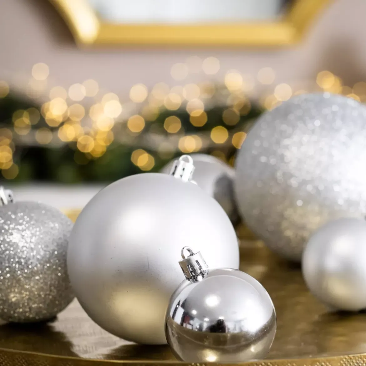Set di 20 palline di Natale assortite New Alpine Argento