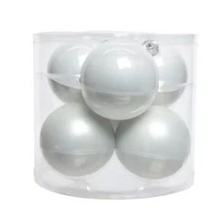 Set di 6 palline di Natale di vetro (D80 mm) Myst Bianco