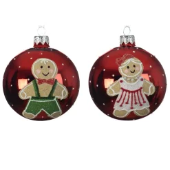 Set di 6 palline di Natale di vetro (D80 mm) Biscottino Rosso