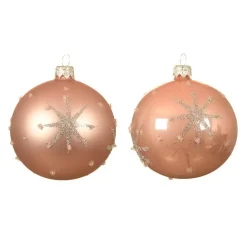 Set di 6 palline di Natale di vetro (D80 mm) Astre Rosa cipria