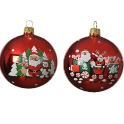 Set di 6 palline di Natale di vetro (D80 mm) Santa Rosso