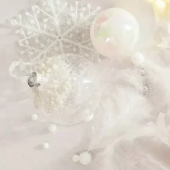 Set di 3 palline di Natale di vetro (D80 mm) Bianco perlato