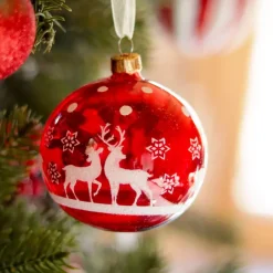 Set di 6 palline di Natale di vetro (D80 mm) Foresta Rosso