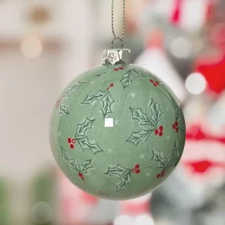 Set di 7 palline di Natale (D80 mm) Agrifoglio verde e rosso