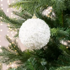 Set di 12 palline di Natale (D80 mm) Altesse perlata Bianco Lana